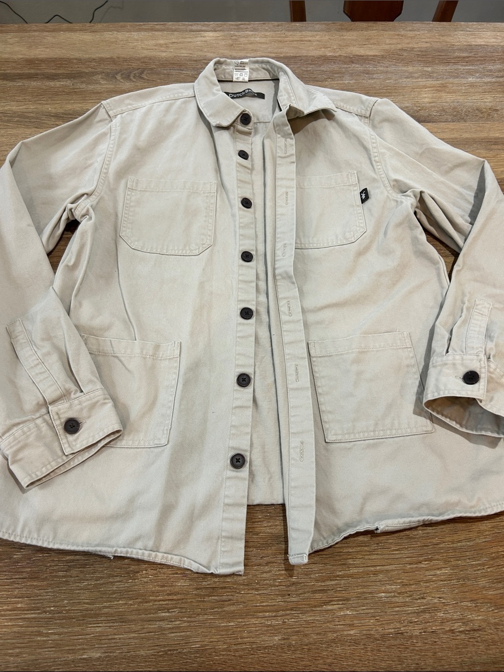 ✌️Dutch Bros Light Beige Collared Shirt Jacket medium